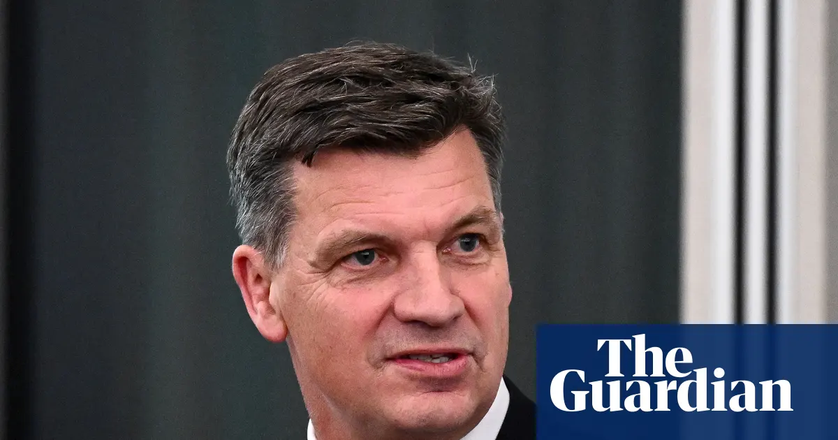 Lider australijskiej opozycji Angus Taylor odpowiada na pytania dziennikarzy podczas konferencji prasowej w Queensland