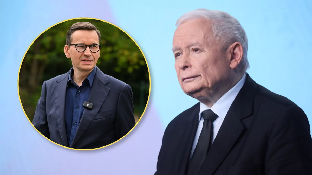 Jarosław Kaczyński i Mateusz Morawiecki podczas konferencji prasowej PiS