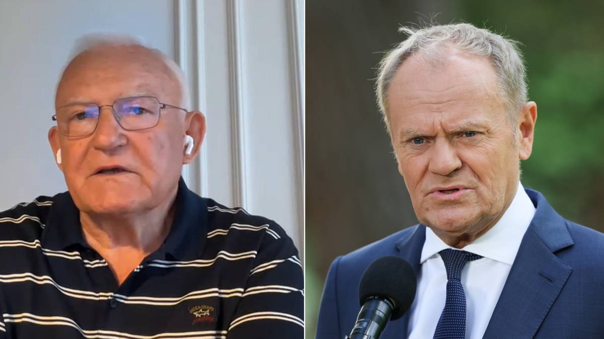 Leszek Miller i Bronisław Komorowski na tle symboli polskiej administracji, dyskutujący o reformie.
