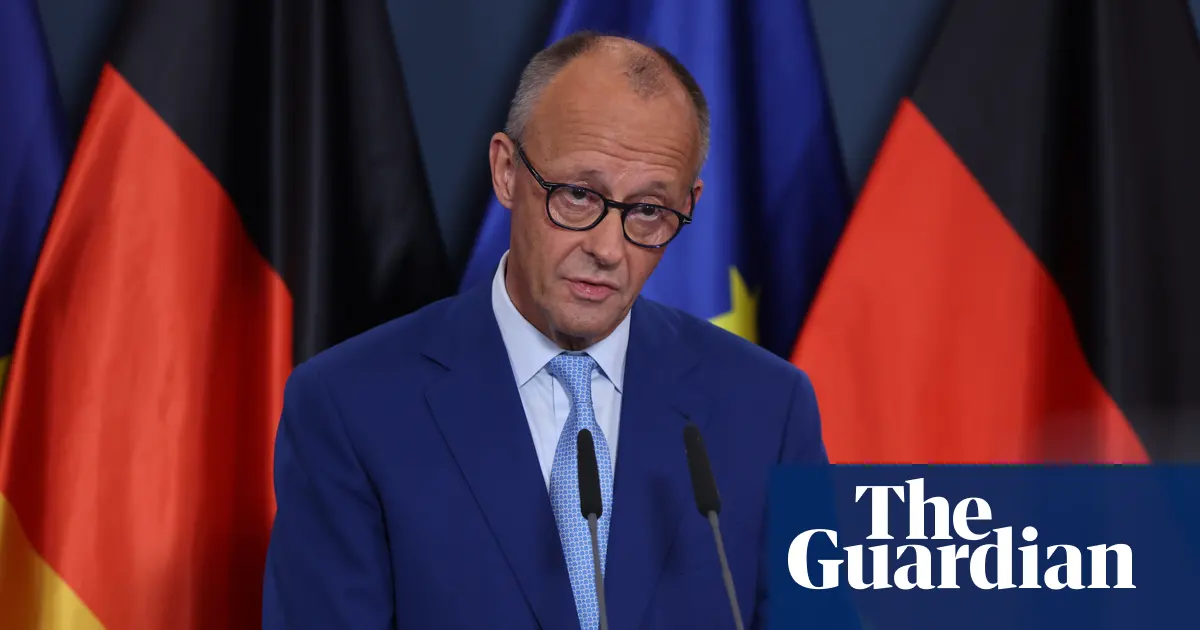 Kanclerz Niemiec Friedrich Merz podczas wystąpienia po wyborach landowych