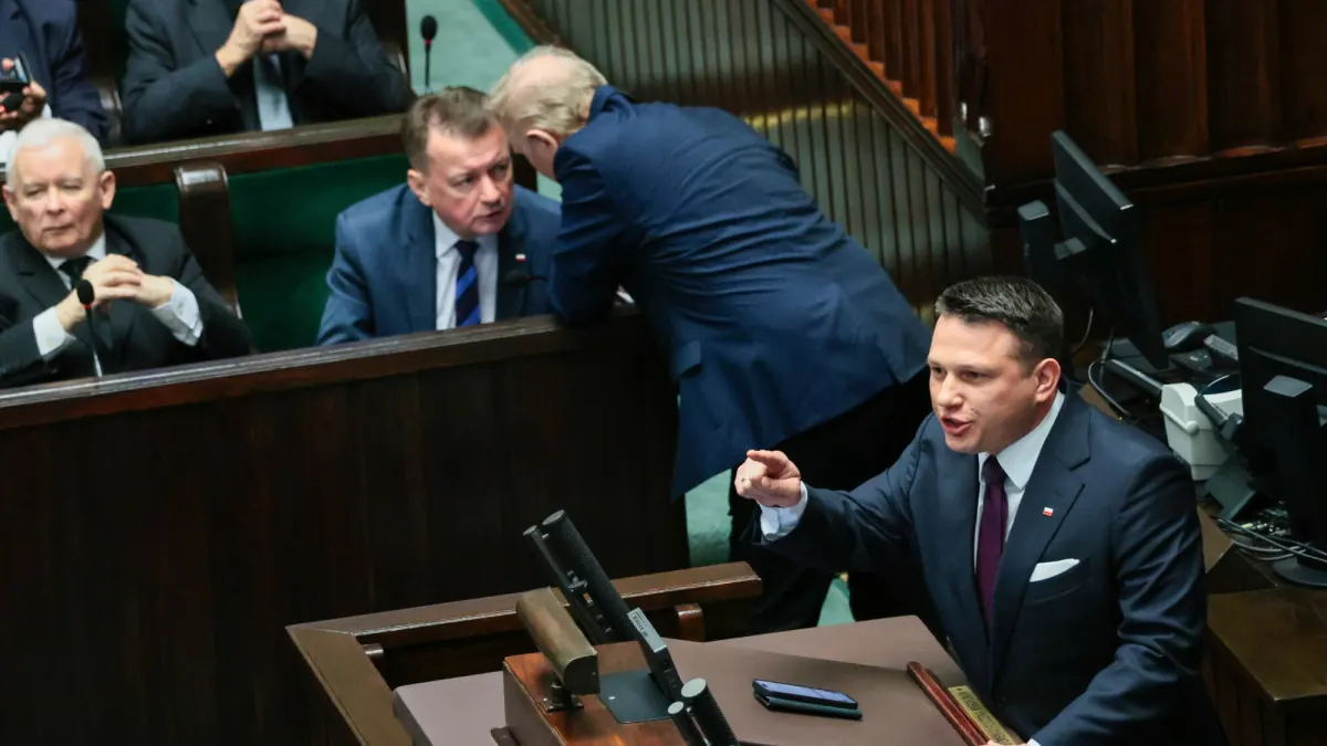 Wykres słupkowy poparcia partii politycznych według najnowszego sondażu